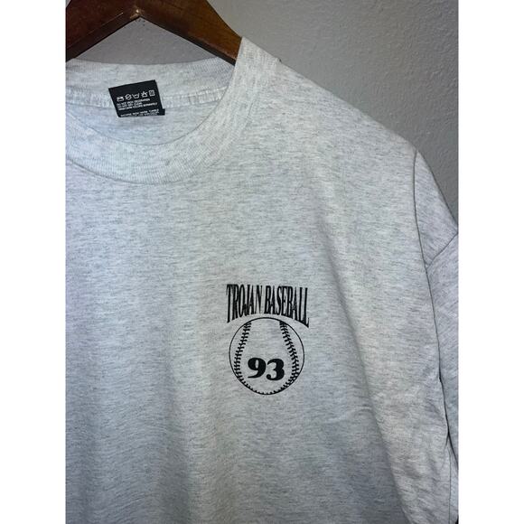 Vintage Baseball Shirt Trojan Baseball Fever Catch It Sports Graphic Gray Tee XL - Picture 3 of 8